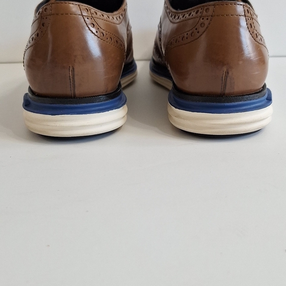 Cole Haan Safari Leather True Blue Ivory Original Grand Lux Wingtip Oxford Sz 8 - Picture 4 of 16